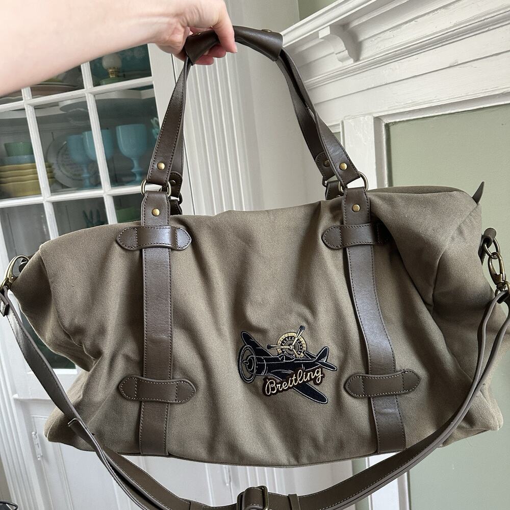 BREITLING Novelty Boston Bag Leather Fabric Limited Edition Boston Rare 2-way